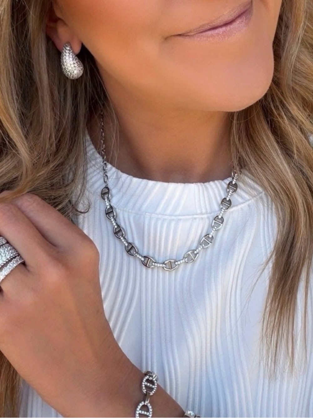 Park Lane Silver Tone Linked Chain Necklace